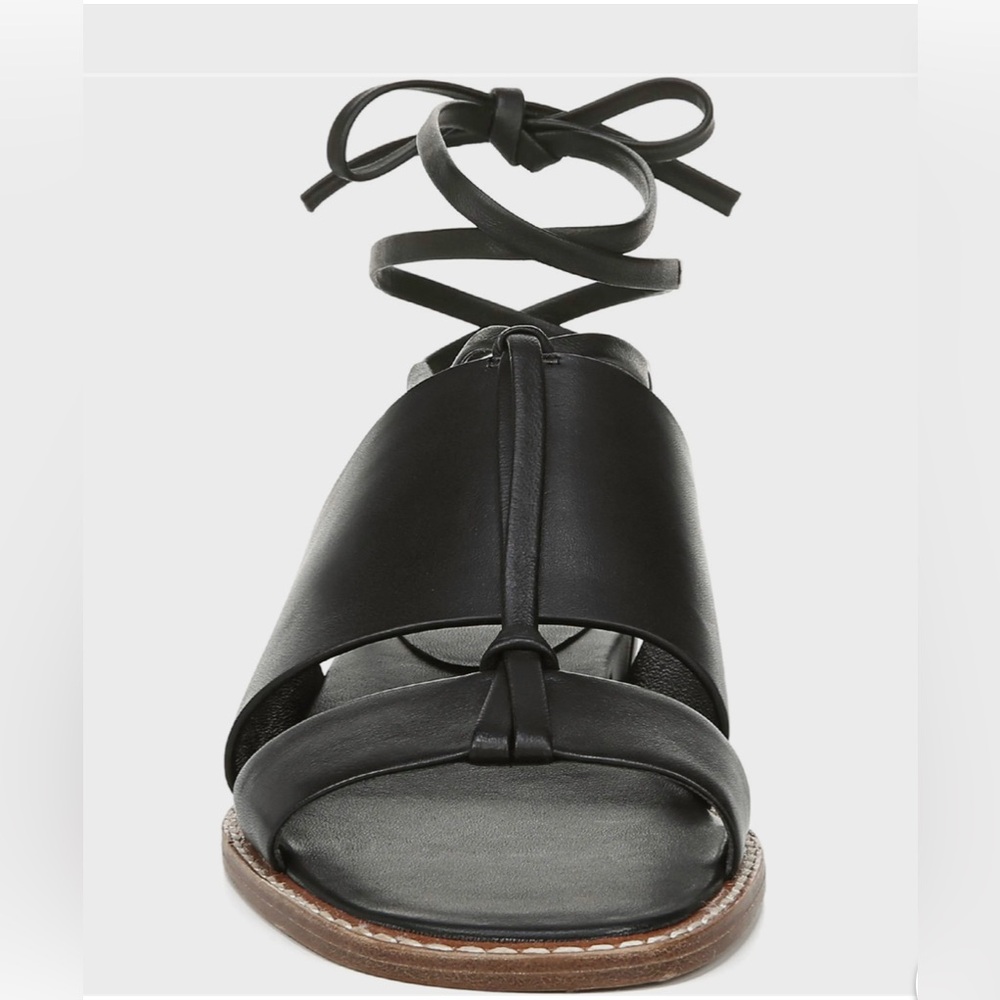 Vince Black Leather Lace-Up Gladiator Sandals - Picture 4 of 14